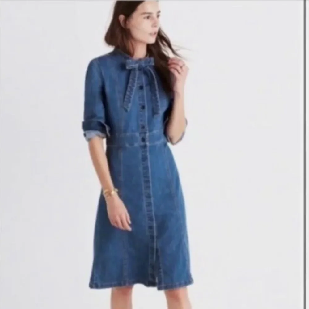 Madewell Blue Long Sleeve Denim Dress - Picture 7 of 11